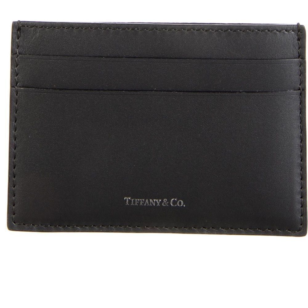 Tiffany & Co. Card Holder Wallet - Gray Leather - New